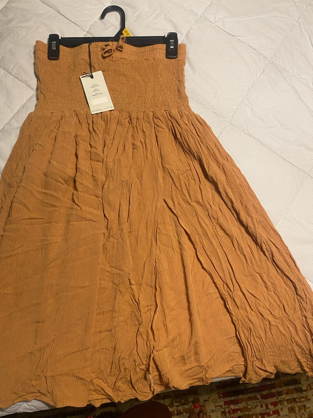 Kendall & Kylie Crinkled Maxi Skirt in Warm Rust